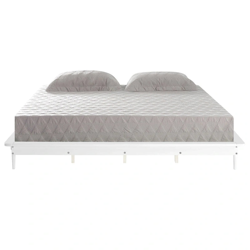 Lit plate-forme King en pin massif caramel/noyer/blanc/chêne clair, sans sommier, 1 personne