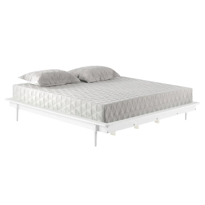 Lit plate-forme King en pin massif caramel/noyer/blanc/chêne clair, sans sommier, 1 personne