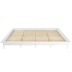 Lit plate-forme King en pin massif caramel/noyer/blanc/chêne clair, sans sommier, 1 personne