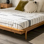 Lit plate-forme King en pin massif caramel/noyer/blanc/chêne clair, sans sommier, 1 personne