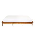 Lit plate-forme King en pin massif caramel/noyer/blanc/chêne clair, sans sommier, 1 personne