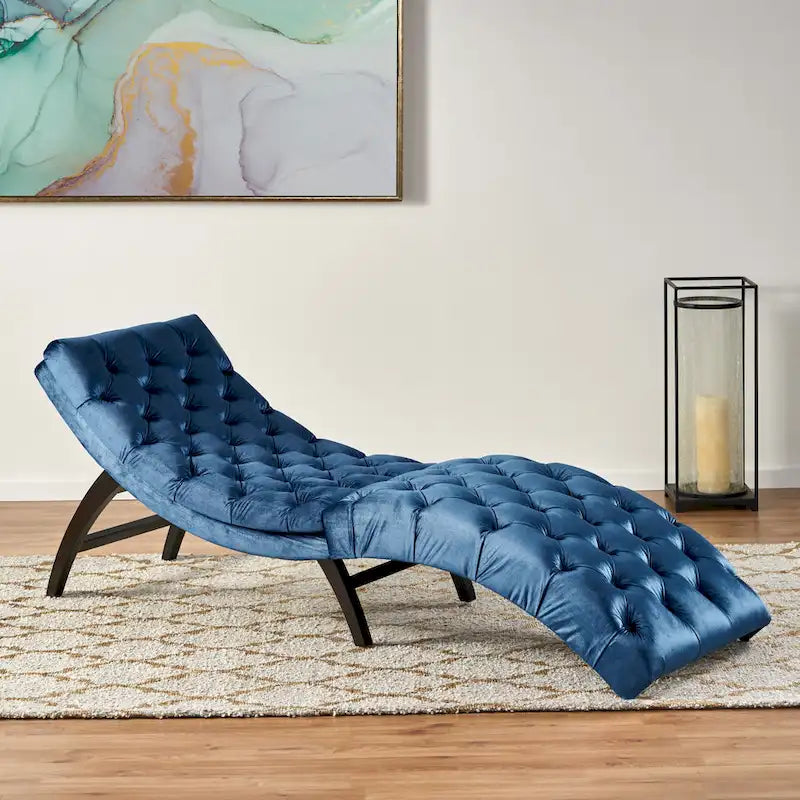 Chaise longue touffetée en velours Garret de Christopher Knight Home