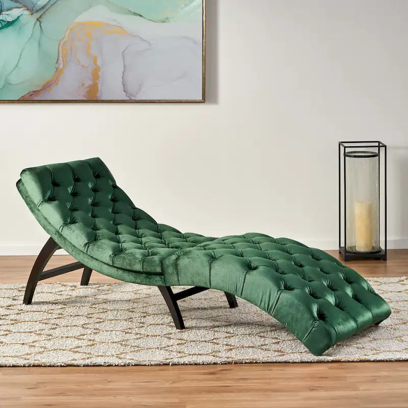 Chaise longue touffetée en velours Garret de Christopher Knight Home