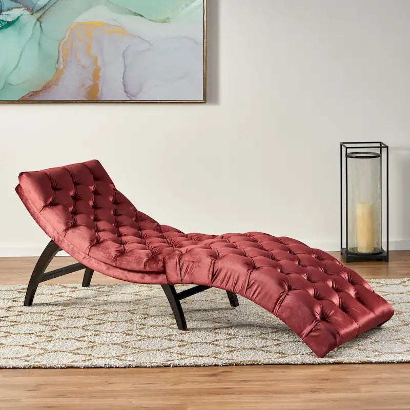 Chaise longue touffetée en velours Garret de Christopher Knight Home