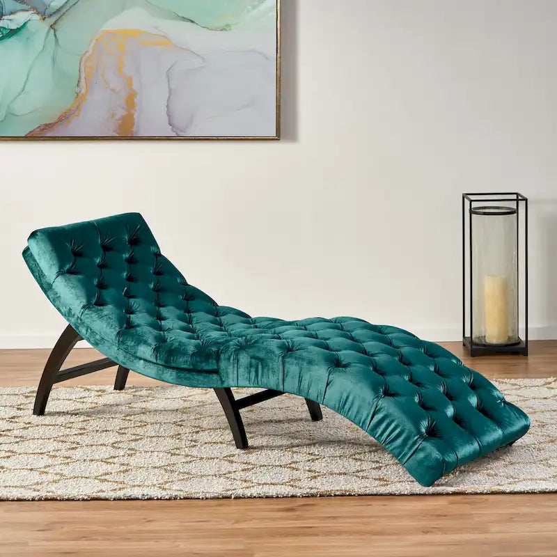 Chaise longue touffetée en velours Garret de Christopher Knight Home