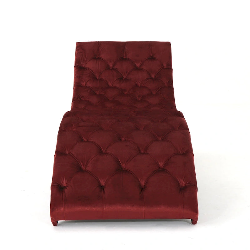 Chaise longue touffetée en velours Garret de Christopher Knight Home