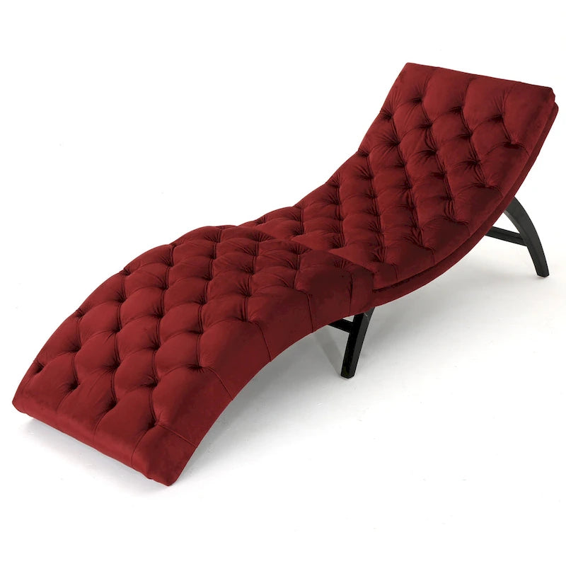 Chaise longue touffetée en velours Garret de Christopher Knight Home