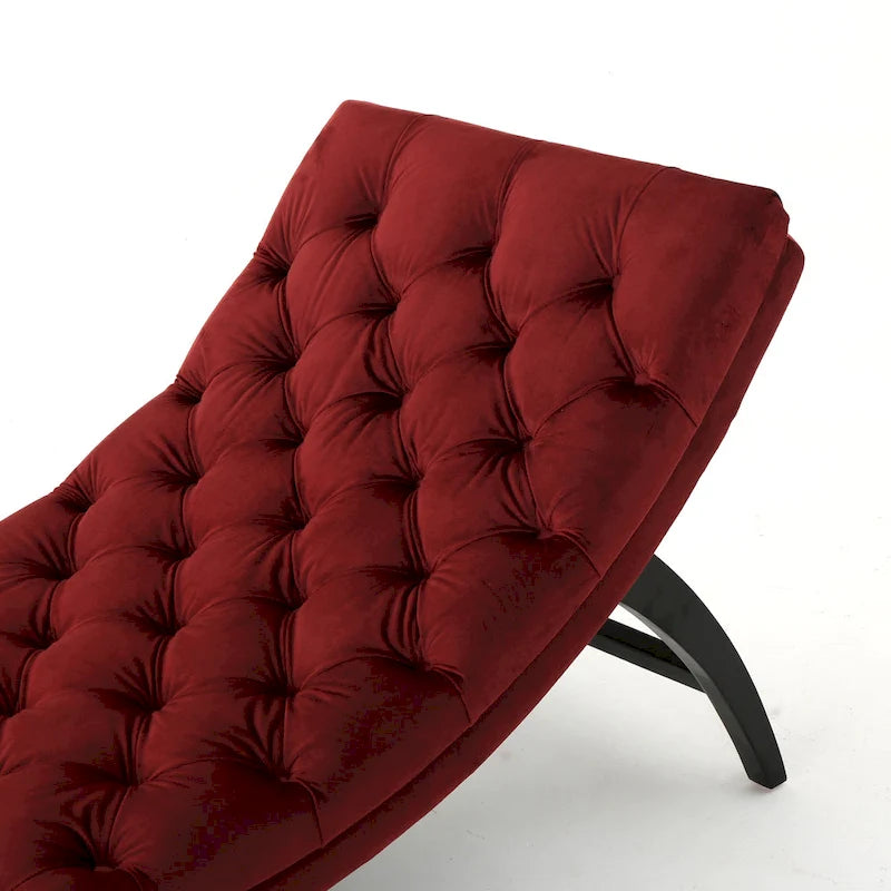 Chaise longue touffetée en velours Garret de Christopher Knight Home