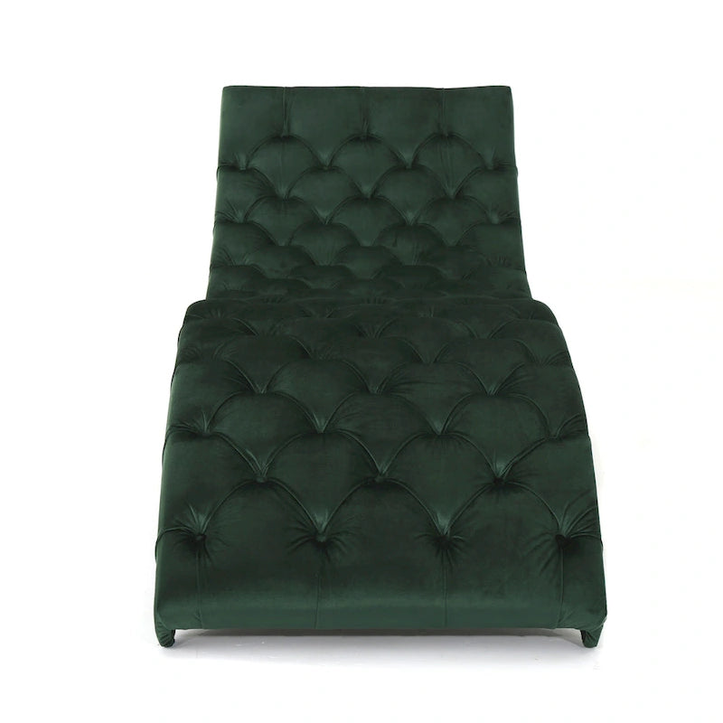 Chaise longue touffetée en velours Garret de Christopher Knight Home