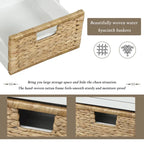 Banc de rangement rustique TREXM avec tiroirs et paniers en rotin