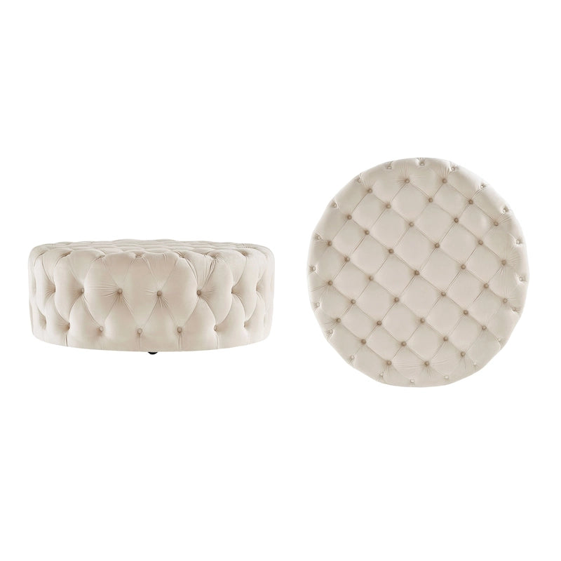 Pouf rond touffeté Gdansk avec roulettes