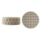 Pouf rond touffeté Gdansk avec roulettes