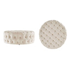 Pouf rond touffeté Gdansk avec roulettes