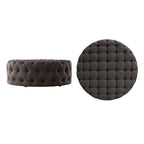 Pouf rond touffeté Gdansk avec roulettes