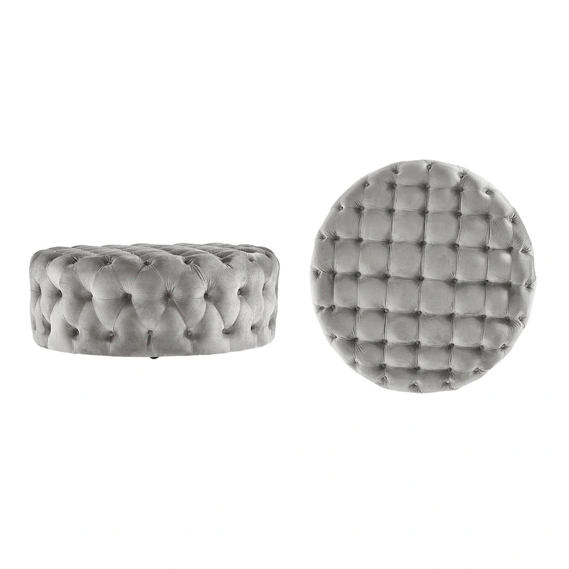 Pouf rond touffeté Gdansk avec roulettes