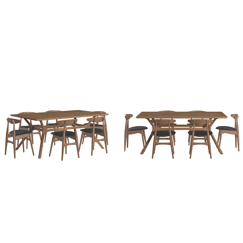 Ensemble de salle à manger rectangulaire Sylvestria en noyer Mid-Century