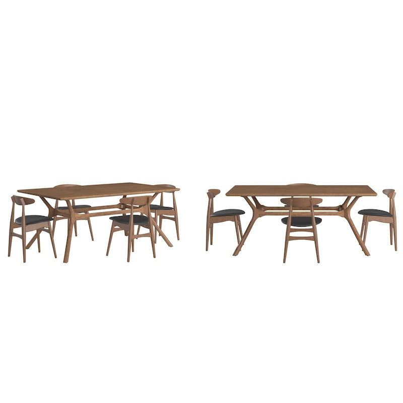 Ensemble de salle à manger rectangulaire Sylvestria en noyer Mid-Century