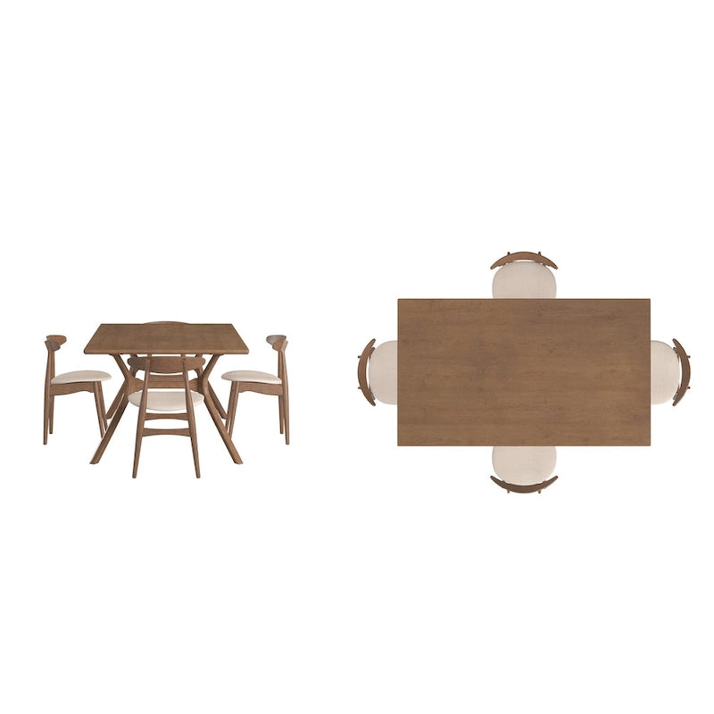 Ensemble de salle à manger rectangulaire Sylvestria en noyer Mid-Century