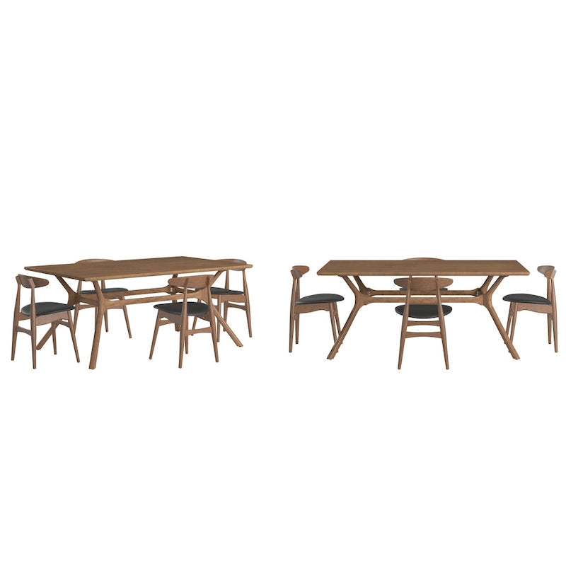 Ensemble de salle à manger rectangulaire Sylvestria en noyer Mid-Century