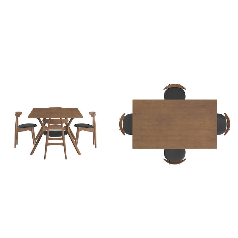 Ensemble de salle à manger rectangulaire Sylvestria en noyer Mid-Century
