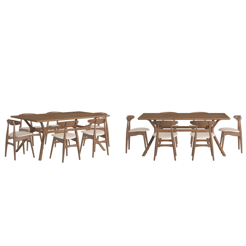 Ensemble de salle à manger rectangulaire Sylvestria en noyer Mid-Century