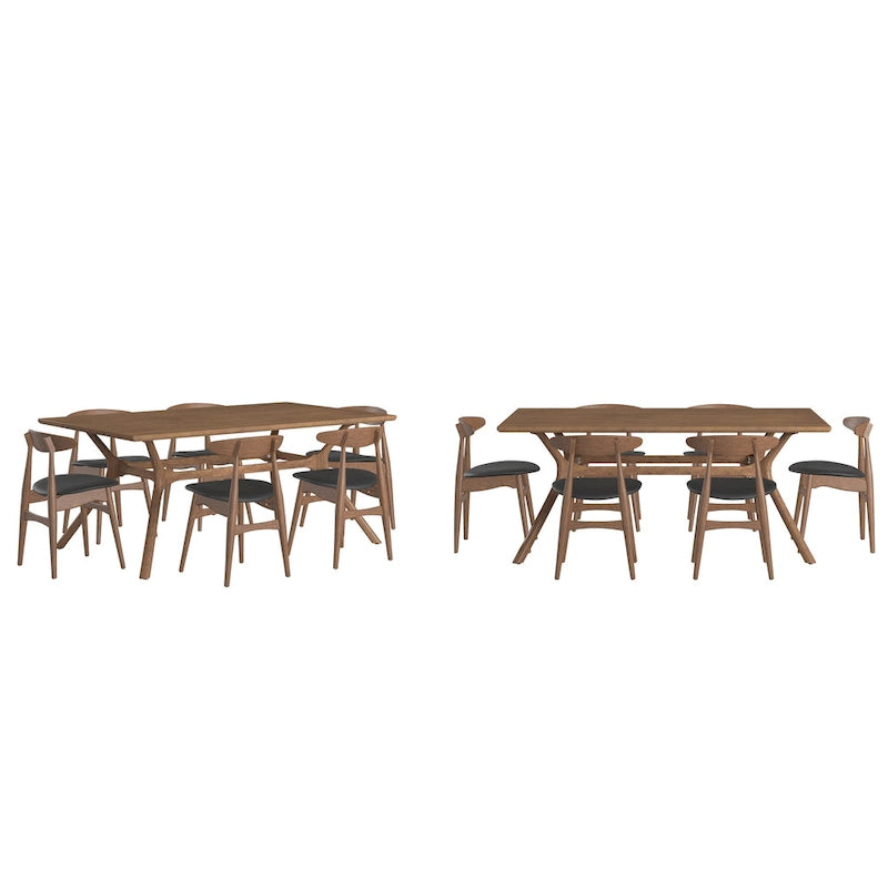 Ensemble de salle à manger rectangulaire Sylvestria en noyer Mid-Century