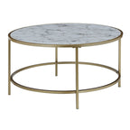 Convenience Concepts Table basse ronde en faux marbre Gold Coast