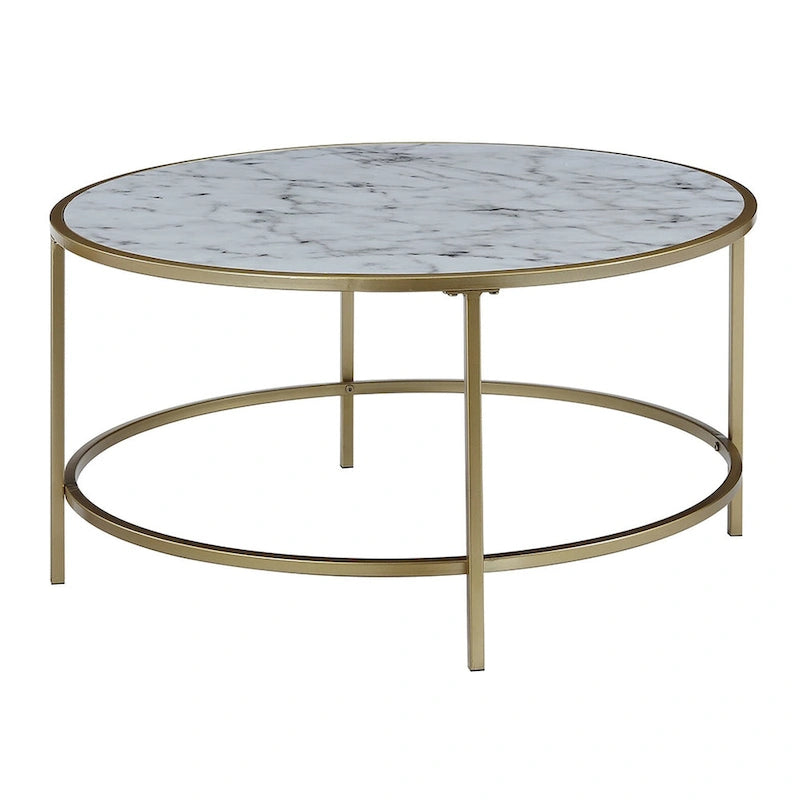 Convenience Concepts Table basse ronde en faux marbre Gold Coast