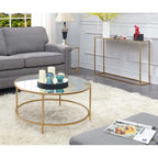Convenience Concepts Table basse ronde en faux marbre Gold Coast