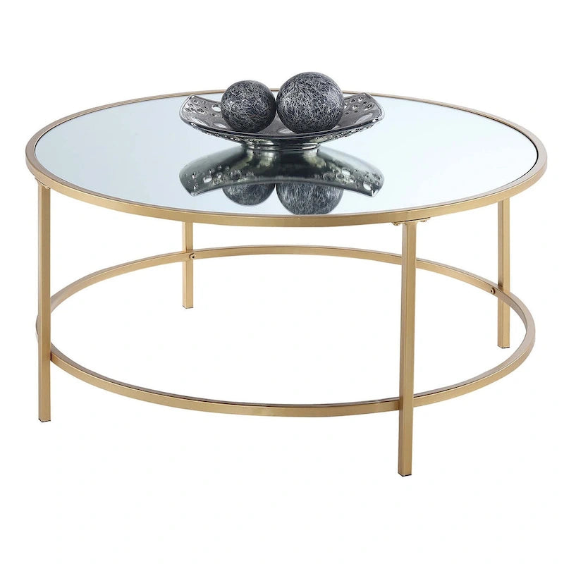 Convenience Concepts Table basse ronde en faux marbre Gold Coast