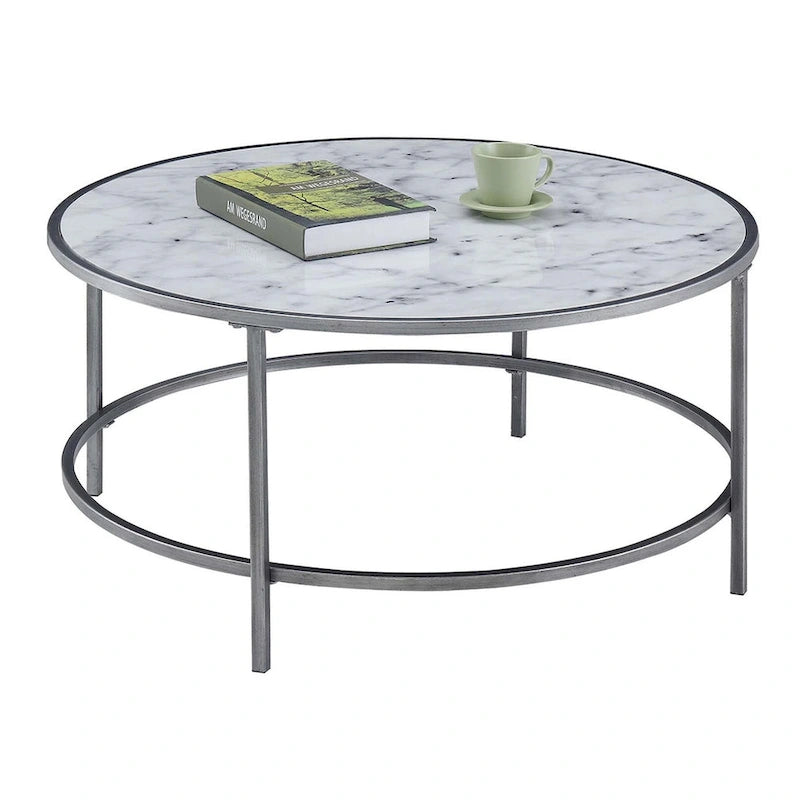 Convenience Concepts Table basse ronde en faux marbre Gold Coast