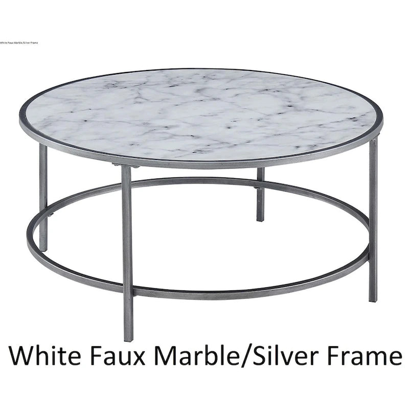 Convenience Concepts Table basse ronde en faux marbre Gold Coast
