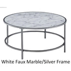 Convenience Concepts Table basse ronde en faux marbre Gold Coast