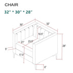 Morden Fort Canapé et fauteuil modernes 2 pièces en velours hollandais gris, pieds en fer