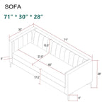 Morden Fort Canapé et fauteuil modernes 2 pièces en velours hollandais gris, pieds en fer