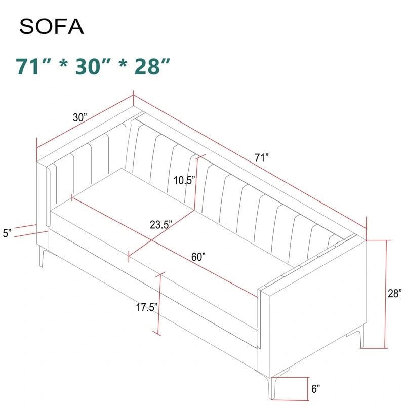 Morden Fort Canapé et fauteuil modernes 2 pièces en velours hollandais gris, pieds en fer