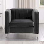 Morden Fort Canapé et fauteuil modernes 2 pièces en velours hollandais gris, pieds en fer