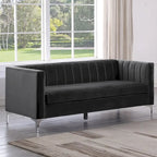 Morden Fort Canapé et fauteuil modernes 2 pièces en velours hollandais gris, pieds en fer