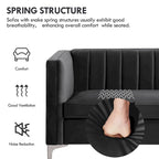 Morden Fort Canapé et fauteuil modernes 2 pièces en velours hollandais gris, pieds en fer