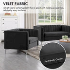 Morden Fort Canapé et fauteuil modernes 2 pièces en velours hollandais gris, pieds en fer
