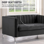 Morden Fort Canapé et fauteuil modernes 2 pièces en velours hollandais gris, pieds en fer