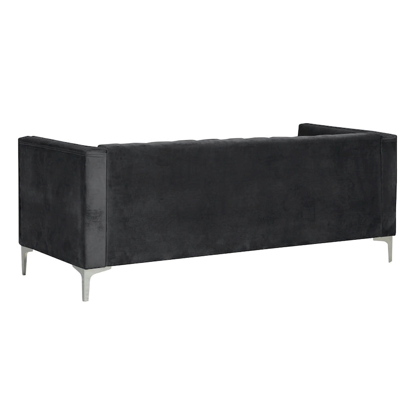 Morden Fort Canapé et fauteuil modernes 2 pièces en velours hollandais gris, pieds en fer