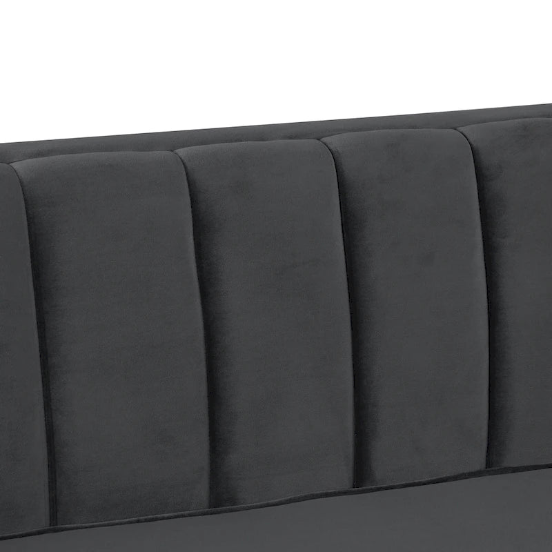 Morden Fort Canapé et fauteuil modernes 2 pièces en velours hollandais gris, pieds en fer