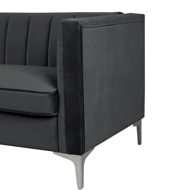 Morden Fort Canapé et fauteuil modernes 2 pièces en velours hollandais gris, pieds en fer