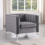 Morden Fort Canapé et fauteuil modernes 2 pièces en velours hollandais gris, pieds en fer