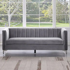 Morden Fort Canapé et fauteuil modernes 2 pièces en velours hollandais gris, pieds en fer