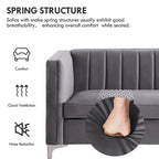 Morden Fort Canapé et fauteuil modernes 2 pièces en velours hollandais gris, pieds en fer