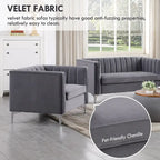 Morden Fort Canapé et fauteuil modernes 2 pièces en velours hollandais gris, pieds en fer