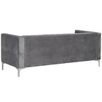 Morden Fort Canapé et fauteuil modernes 2 pièces en velours hollandais gris, pieds en fer
