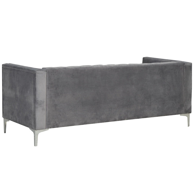 Morden Fort Canapé et fauteuil modernes 2 pièces en velours hollandais gris, pieds en fer
